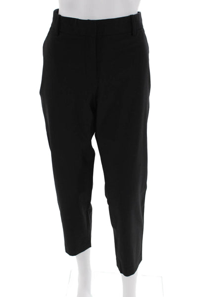 Theory Womens Textured Pleated Zip Tapered Leg Pants Black Size 10