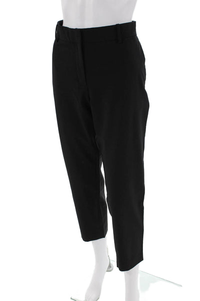 Theory Womens Textured Pleated Zip Tapered Leg Pants Black Size 10