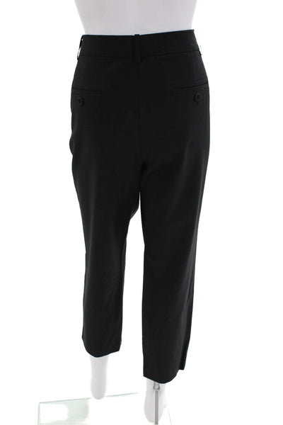 Theory Womens Textured Pleated Zip Tapered Leg Pants Black Size 10