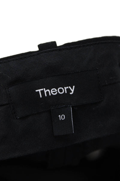 Theory Womens Textured Pleated Zip Tapered Leg Pants Black Size 10