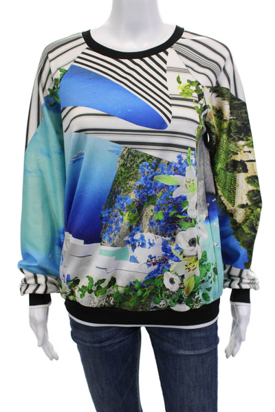 Clover Canyon Womens Long Sleeve Graphic Crewneck Blue Size M