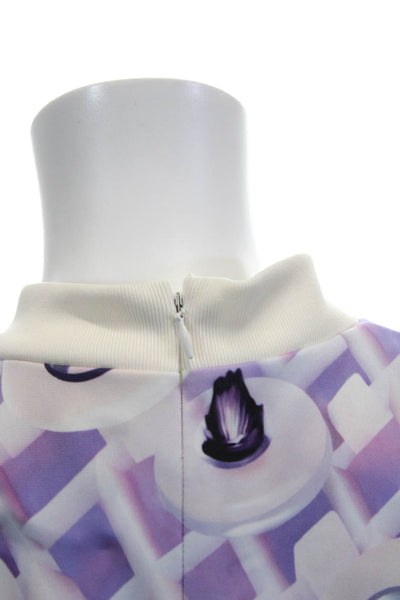 Mary Katrantzou Womens Graphic 2 Piece Diamond Print Bodycon Dress Purple Size M