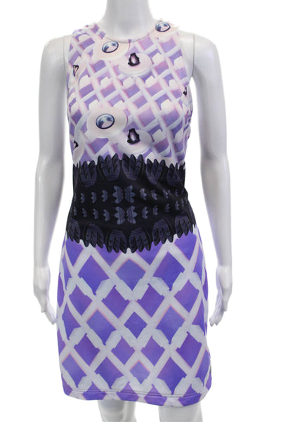 Mary Katrantzou Womens Graphic 2 Piece Diamond Print Bodycon Dress Purple Size M