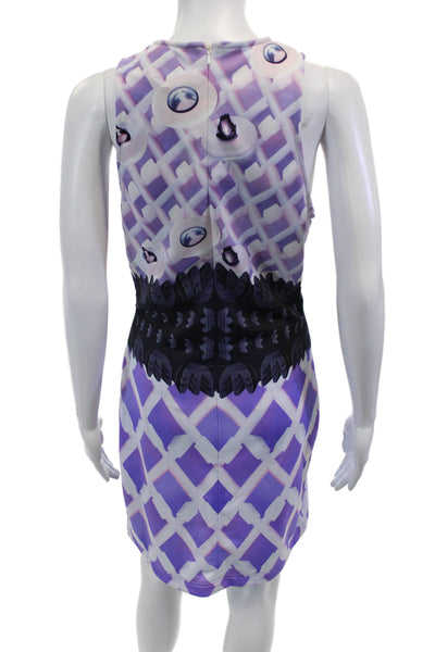 Mary Katrantzou Womens Graphic 2 Piece Diamond Print Bodycon Dress Purple Size M