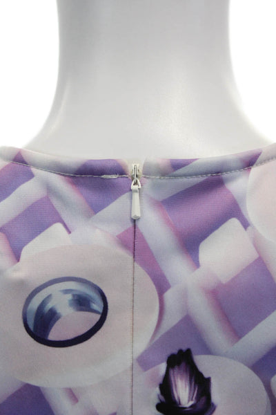 Mary Katrantzou Womens Graphic 2 Piece Diamond Print Bodycon Dress Purple Size M