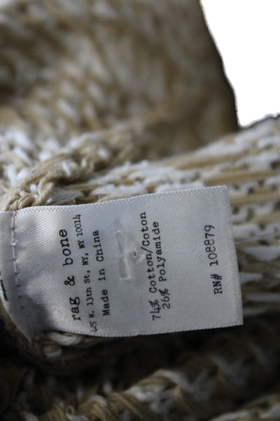 Rag & Bone Womens Striped Woven Sweater Beige White Cotton Size Medium