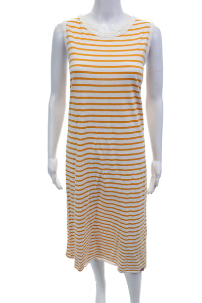 Kule Womens Striped Sleeveless Maxi Dress White Yellow Cotton Size Medium