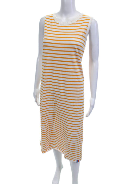 Kule Womens Striped Sleeveless Maxi Dress White Yellow Cotton Size Medium