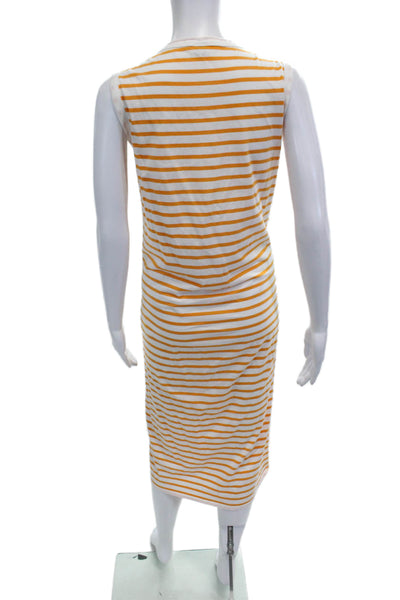 Kule Womens Striped Sleeveless Maxi Dress White Yellow Cotton Size Medium