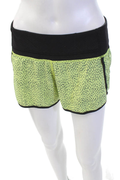 Lululemon Womens Elastic Waist Spotted Print Athletic Shorts Neon Green Size S