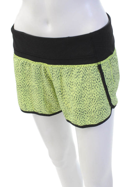 Lululemon Womens Elastic Waist Spotted Print Athletic Shorts Neon Green Size S