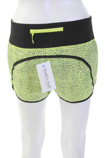 Lululemon Womens Elastic Waist Spotted Print Athletic Shorts Neon Green Size S