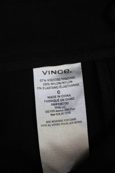 Vince Womens Zippered Straight Legged Casual Pants Solid Black Size 6