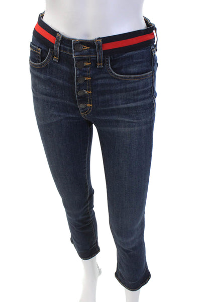 Veronica Beard Womens Cotton Striped Waist Boot Cut Jeans Blue Size 25