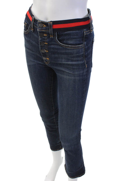 Veronica Beard Womens Cotton Striped Waist Boot Cut Jeans Blue Size 25