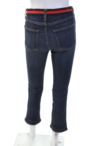 Veronica Beard Womens Cotton Striped Waist Boot Cut Jeans Blue Size 25