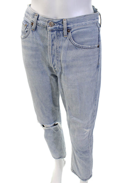 Agolde Womens Cotton Distressed Detail Five Pocket Buttoned Jeans Blue Size 26