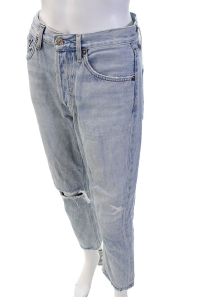 Agolde Womens Cotton Distressed Detail Five Pocket Buttoned Jeans Blue Size 26