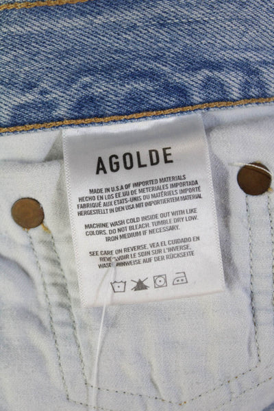 Agolde Womens Cotton Distressed Detail Five Pocket Buttoned Jeans Blue Size 26