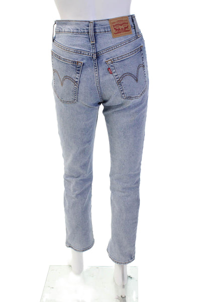 Levis Womens Cotton Buttoned Five Pocket Distressed Detail Jeans Blue Size 26