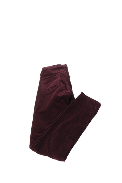 AG Adriano Goldschmied Womens Cotton Cigarette Leg Pants Wine Red Size 25
