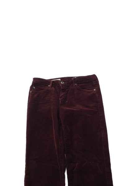 AG Adriano Goldschmied Womens Cotton Cigarette Leg Pants Wine Red Size 25