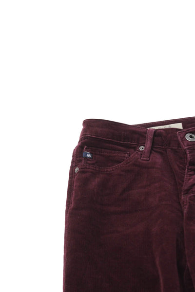 AG Adriano Goldschmied Womens Cotton Cigarette Leg Pants Wine Red Size 25