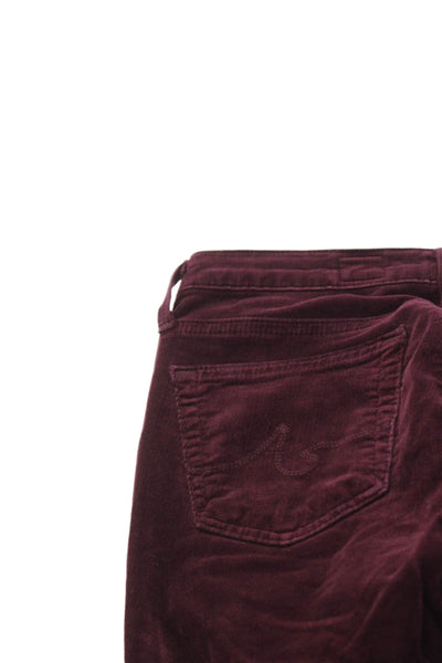AG Adriano Goldschmied Womens Cotton Cigarette Leg Pants Wine Red Size 25
