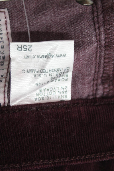 AG Adriano Goldschmied Womens Cotton Cigarette Leg Pants Wine Red Size 25