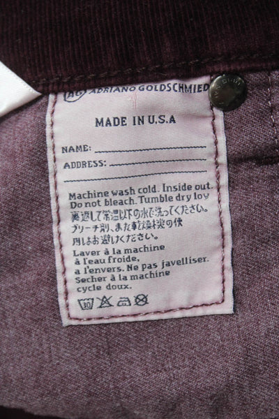 AG Adriano Goldschmied Womens Cotton Cigarette Leg Pants Wine Red Size 25