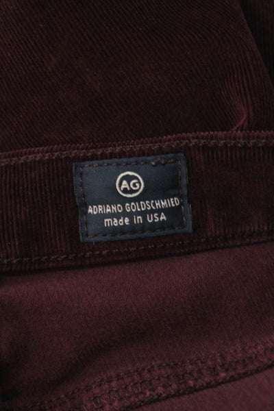 AG Adriano Goldschmied Womens Cotton Cigarette Leg Pants Wine Red Size 25