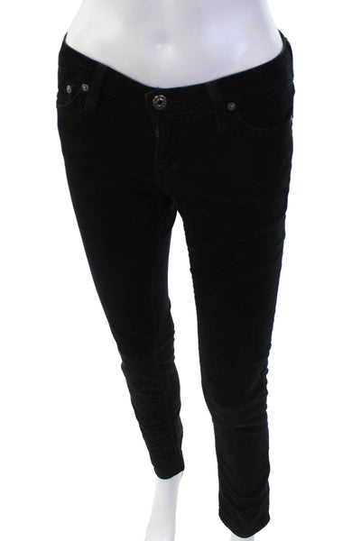 AG Adriano Goldschmied Womens Cotton Corduroy Cigarette Leg Pants Black Size 25