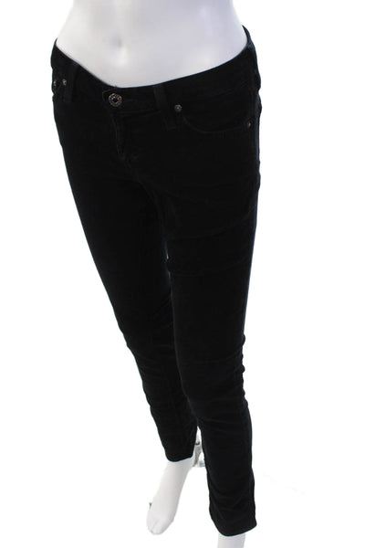 AG Adriano Goldschmied Womens Cotton Corduroy Cigarette Leg Pants Black Size 25