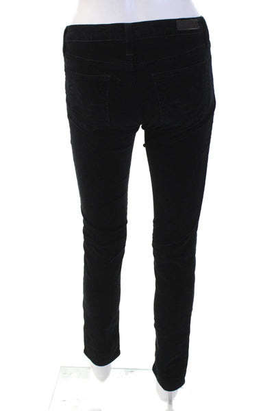 AG Adriano Goldschmied Womens Cotton Corduroy Cigarette Leg Pants Black Size 25