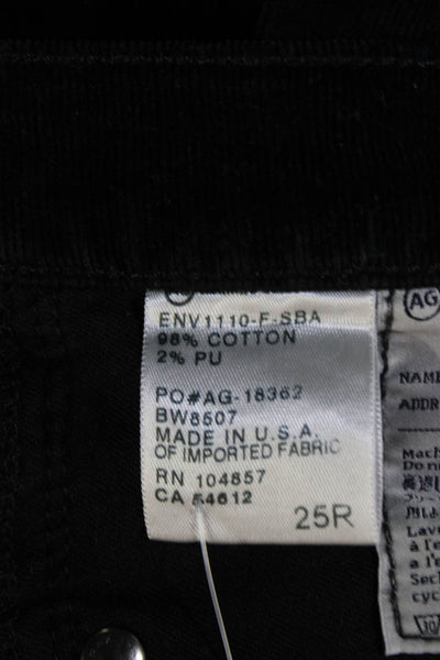 AG Adriano Goldschmied Womens Cotton Corduroy Cigarette Leg Pants Black Size 25