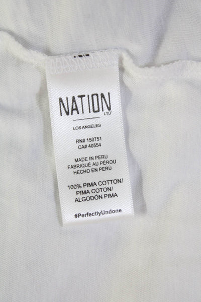 Nation LTD Womens Cotton Sleeveless Smocked High Neck Blouse White Size S