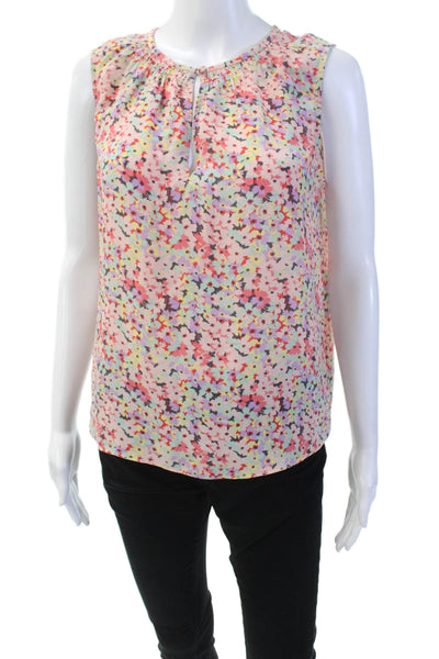 Rebecca Taylor Womens Silk Floral Print Smocked Tank Top Multicolor Size 4