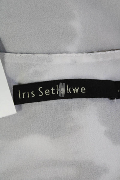 Iris Setlakwe Womens Satin Sleevless V-Neck Abstract Print Blouse Brown Size 10