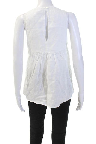 James Perse Womens Round Neck Sleevless Gathered Detail Blouse White Size 1