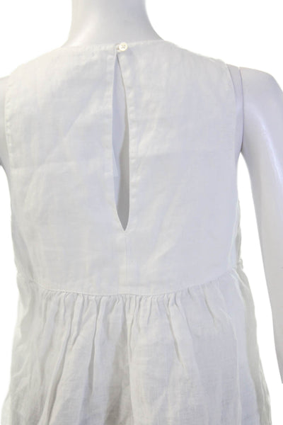 James Perse Womens Round Neck Sleevless Gathered Detail Blouse White Size 1