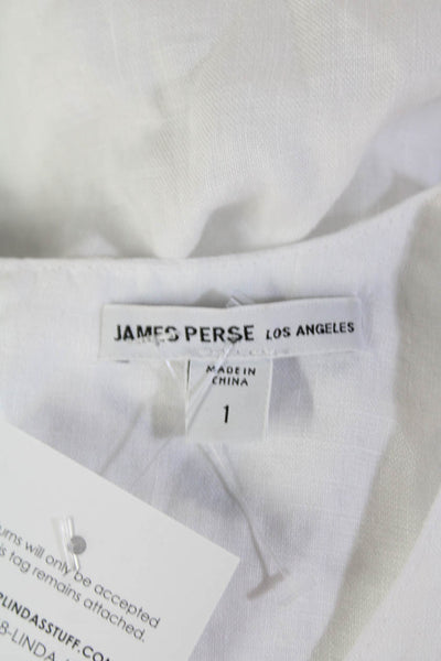 James Perse Womens Round Neck Sleevless Gathered Detail Blouse White Size 1