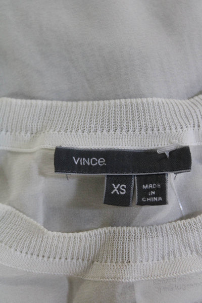 Vince Womens Silk Sheer Crew Neck Sleeveless Blouse Solid White Size XS