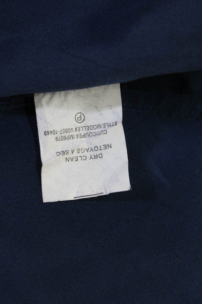 Vince Womens Silk Sleeveless Zippered Detail Tank Top Blouse Blue Size M