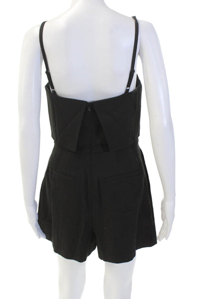 Club Monaco Womens Layered Zip Back Sleeveless Pique Romper Black Size 4