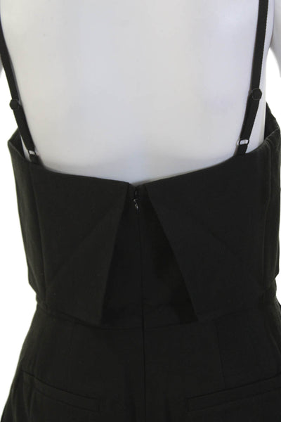Club Monaco Womens Layered Zip Back Sleeveless Pique Romper Black Size 4