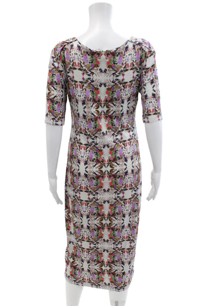 Erdem Womens Short Sleeve Scoop Neck Floral Knit Dress White Multi Size 6