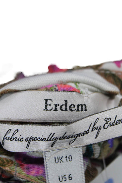 Erdem Womens Short Sleeve Scoop Neck Floral Knit Dress White Multi Size 6