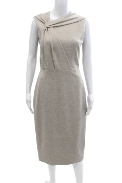 Jason Wu Womens Back Zip Sleeveless V Neck Sheath Dress Brown Size 6
