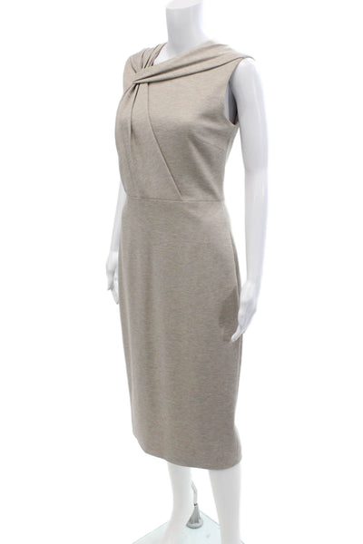 Jason Wu Womens Back Zip Sleeveless V Neck Sheath Dress Brown Size 6