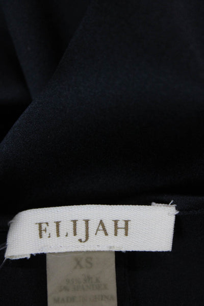 Elijah Womens Short Sleeve V Neck Knee Length Silk Dress Black Size XS